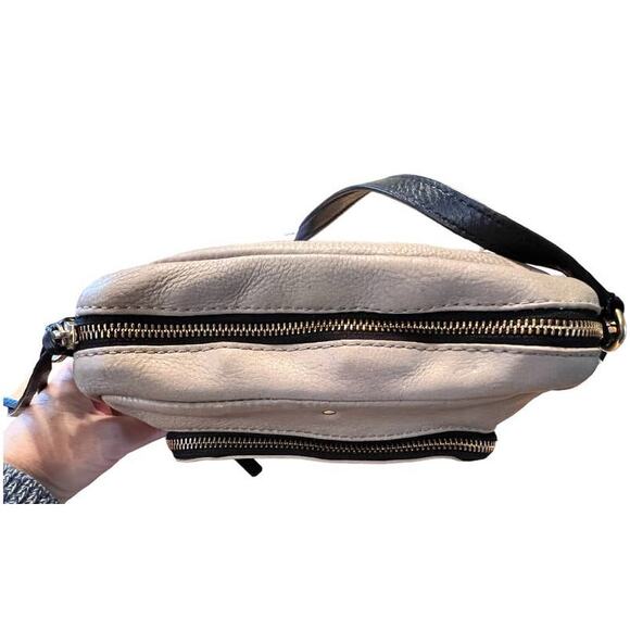 Kate Spade Leather Crossbody Small Compact Grey Greige Black FLAWS Upcycle Art - Picture 9 of 16